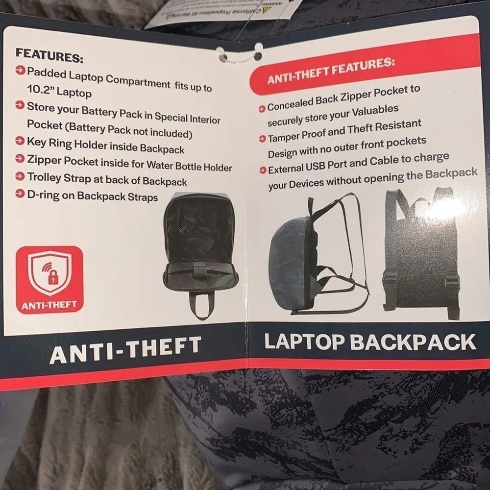 NWT Duchamp Anti-Theft Laptop Backpack